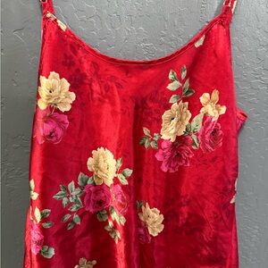 Floral Red Satin Camisole